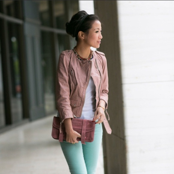 rose pink leather jacket
